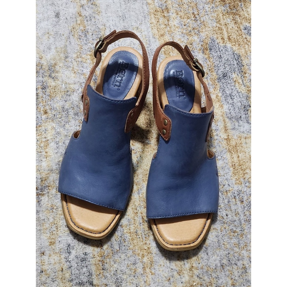 $135 Born Women's Blue Swinton Leather Slingback Sandals -  Size 9M